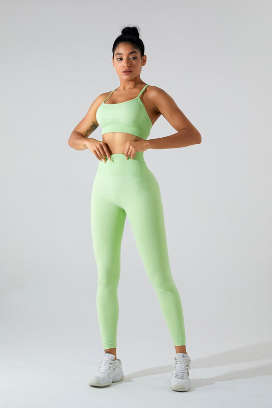 St Patricks Day Outfits Crisscross Scoop Neck Top and High Waist Pants Active Set
