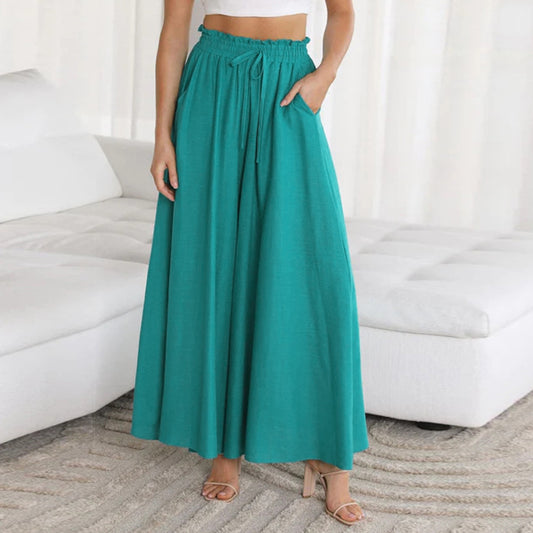 St Patricks Day Outfits  | Green Aesthetic Elastic Waist Wide Leg Pants