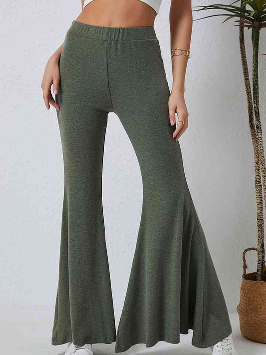 St Patricks Day Outfits Green Cotton Long Flare Pants