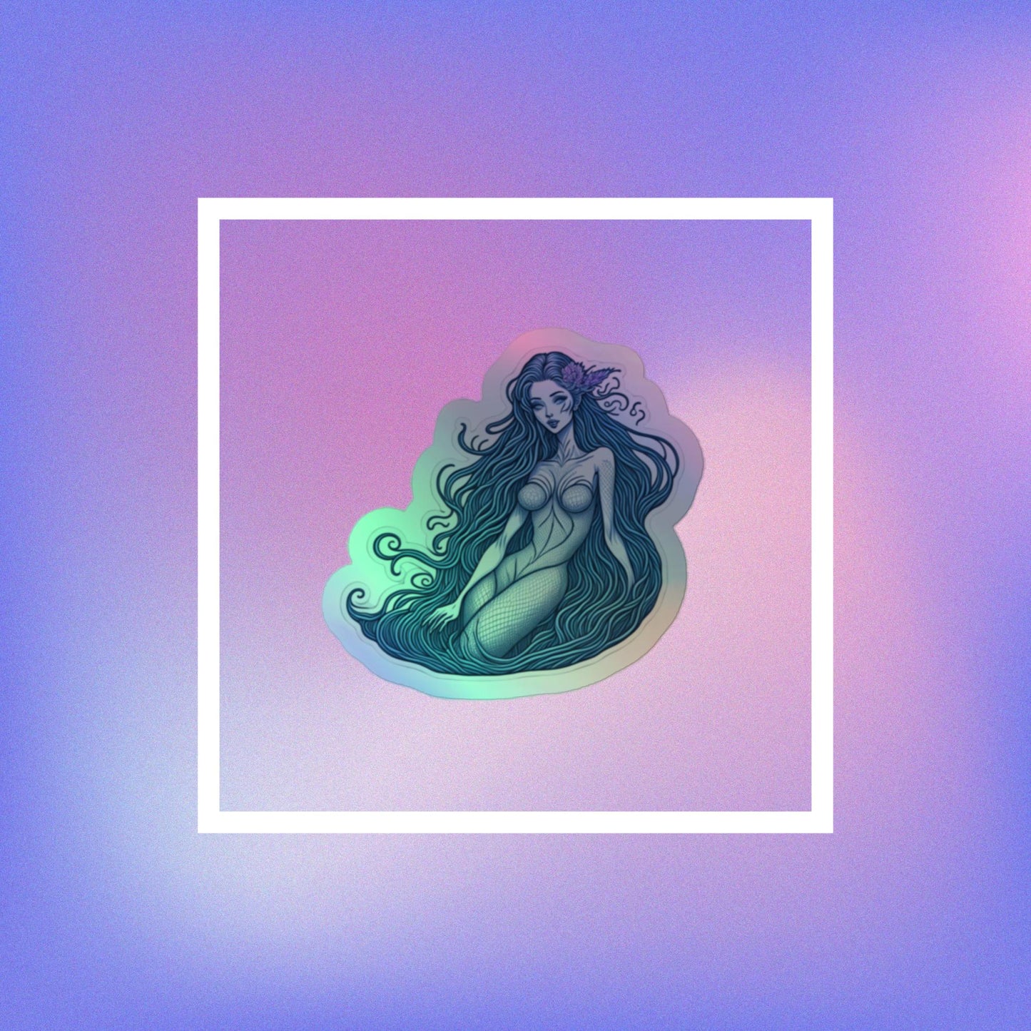 Long Hair Mermaid Holographic sticker