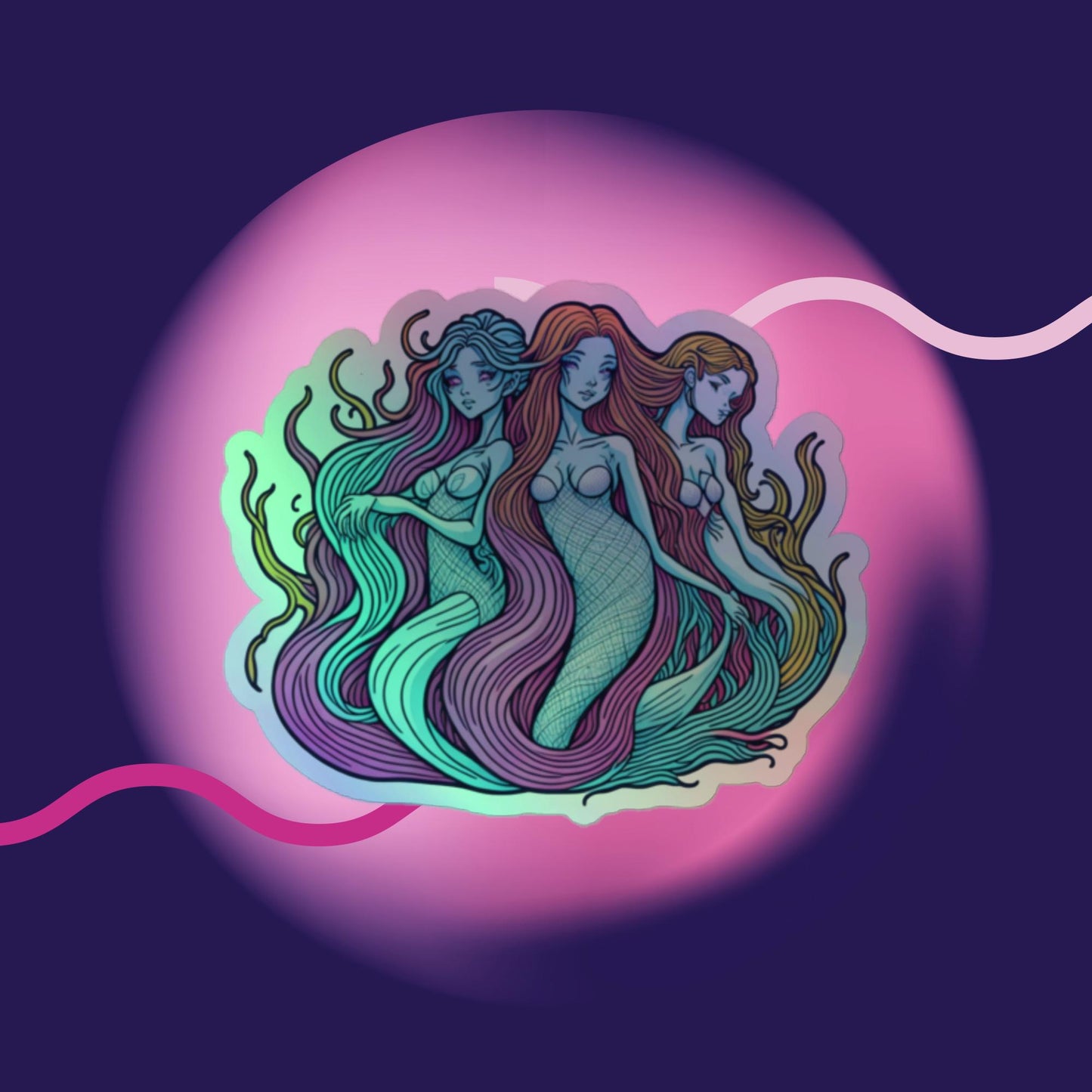3 Mermaids Holographic stickers