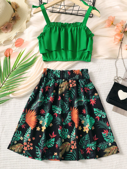 St Patricks Day Outfits Layered Cami and Floral Skirt Set