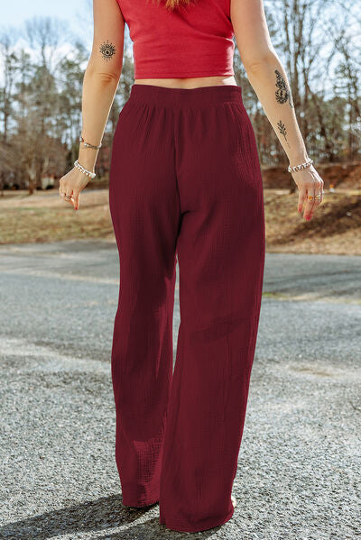 St Patricks Day Texture Tied Cotton Wide Leg Pants