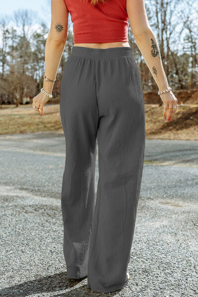 St Patricks Day Texture Tied Cotton Wide Leg Pants