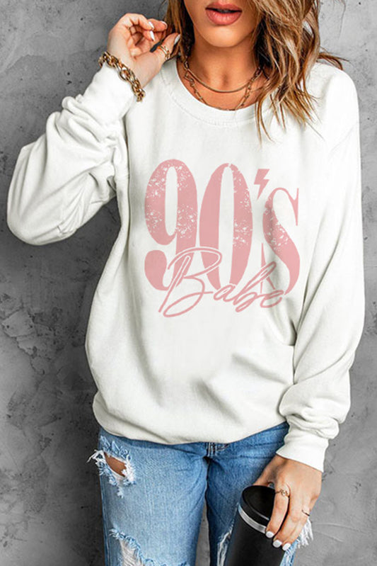 Summer Outfits | 90's BABE Graphic Dropped Shoulder Sweatshirt