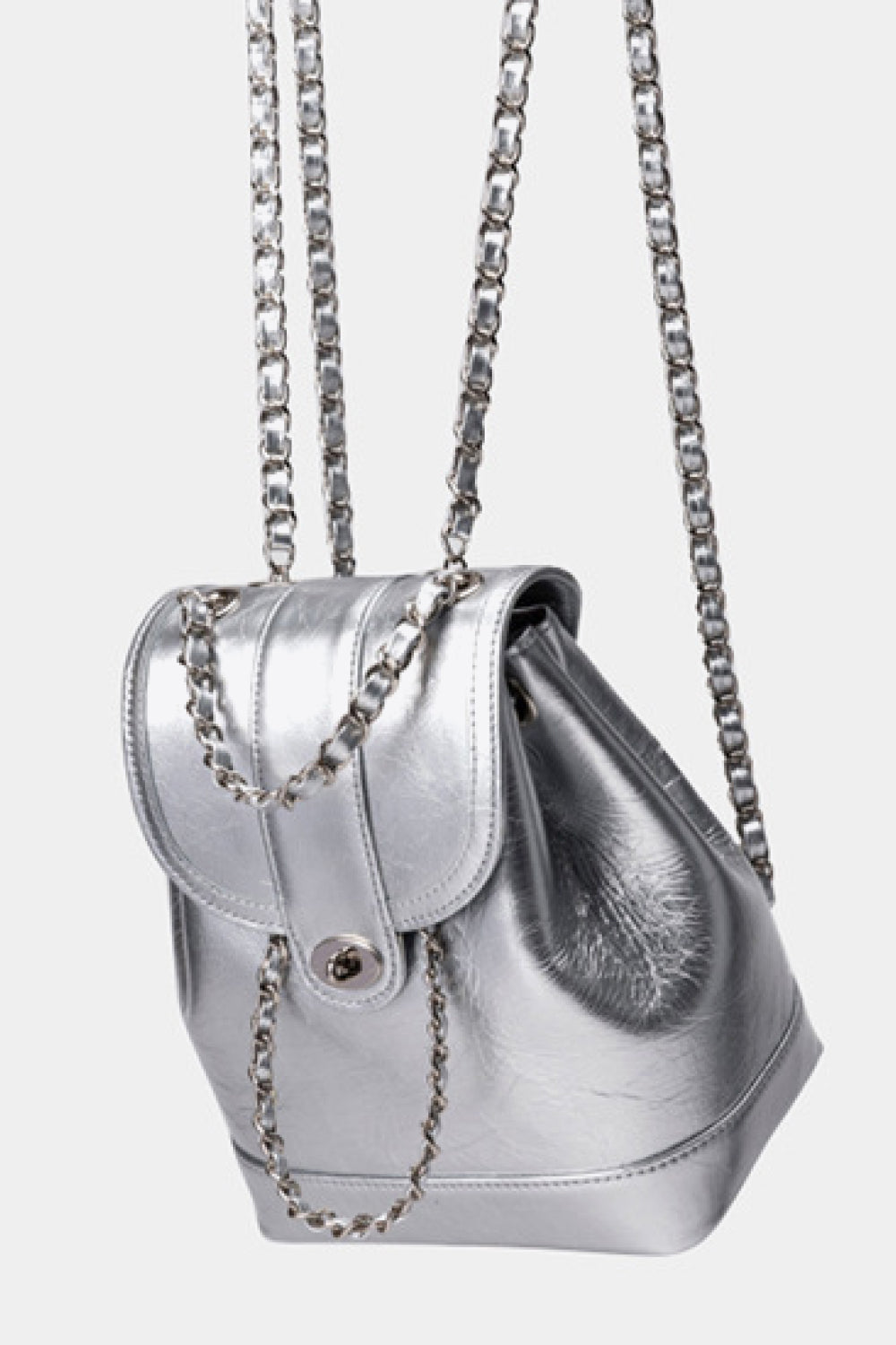 Silver Aesthetic Leather Backpack