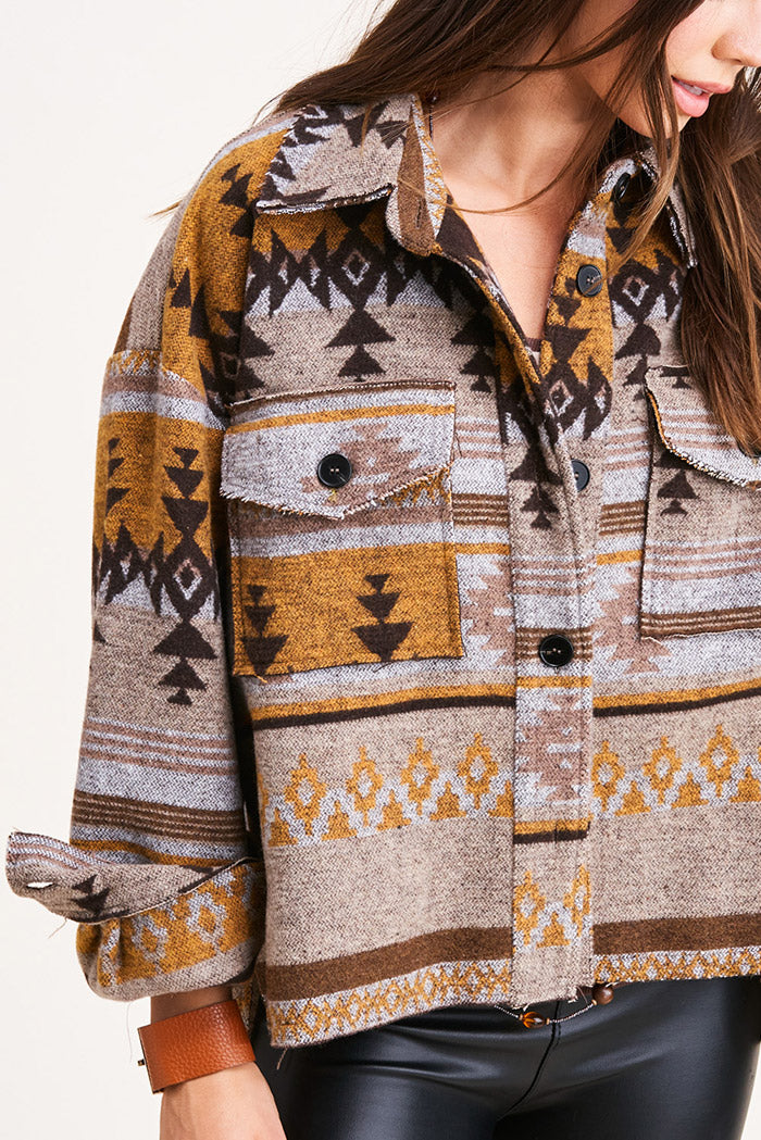 Aztec Coats | Burgundy Brown & Beige Aesthetic Aztec Coat