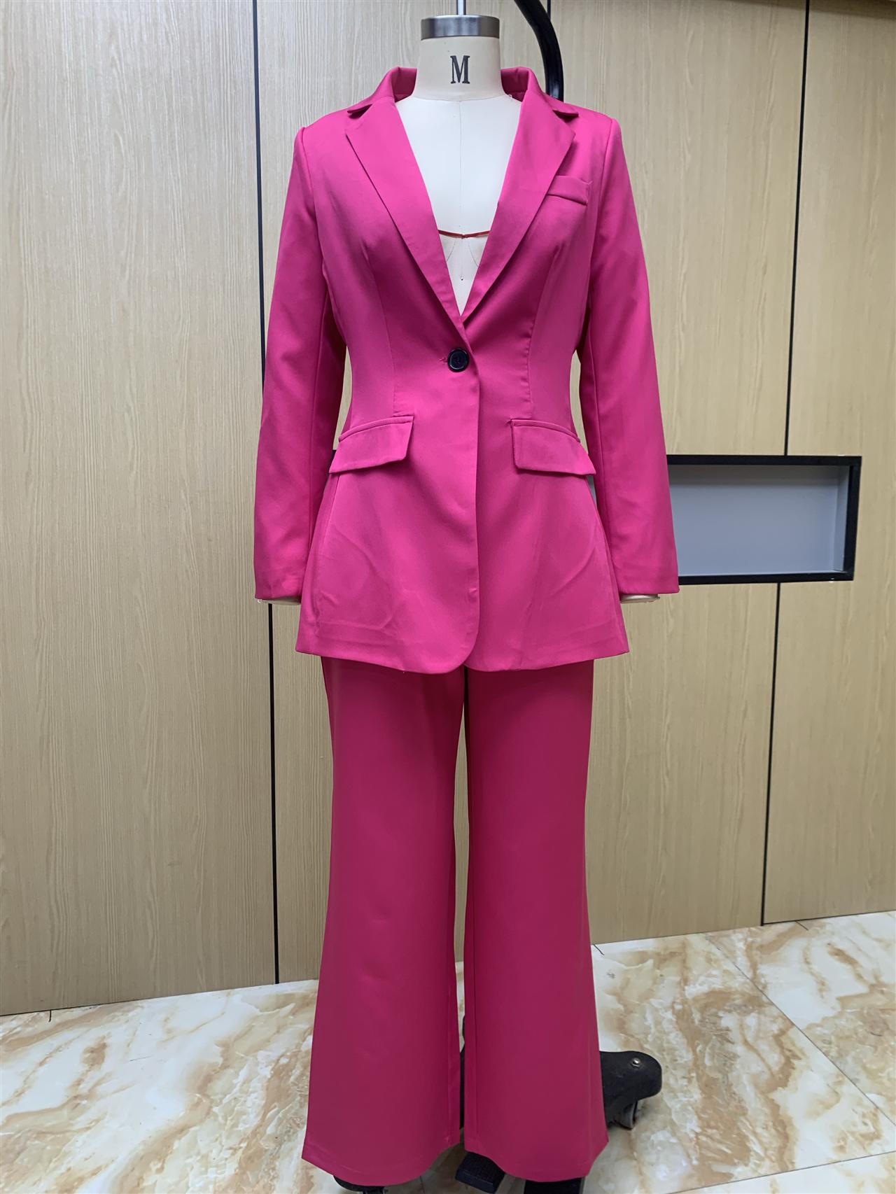 One Button Oversized Blazer Trousers Outfit 2-piece Set