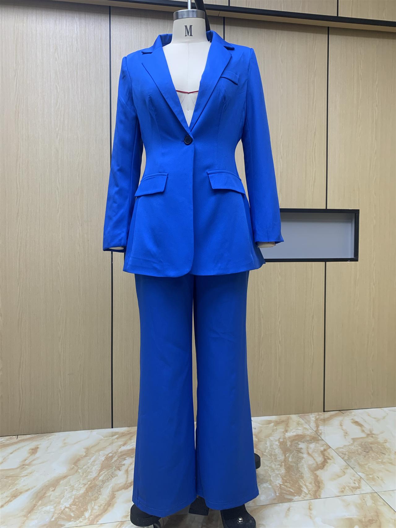 One Button Oversized Blazer Trousers Outfit 2-piece Set