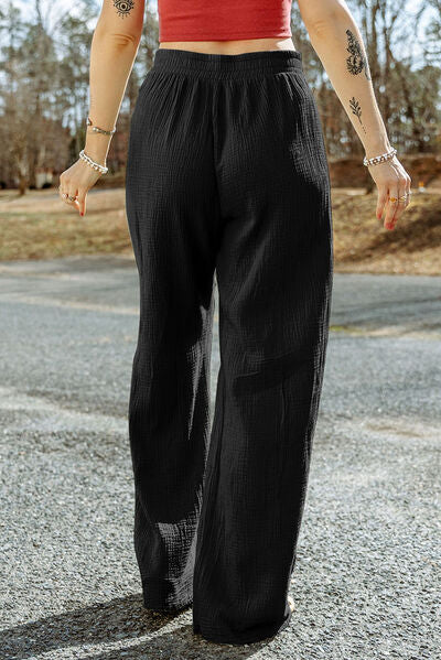 St Patricks Day Texture Tied Cotton Wide Leg Pants