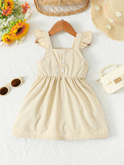 BEAUTIFUL GIRL Embroidered Graphic Square Neck Dress