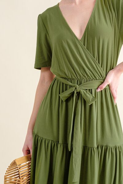 St Patricks Day Outfits Spring Dresses Soft Short Sleeve Tiered Midi Dress