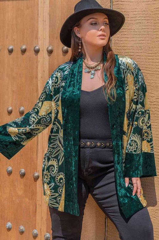 St Patricks Day Outfits Plus Size Open Front Bohemian Style Long Sleeve Cardigan