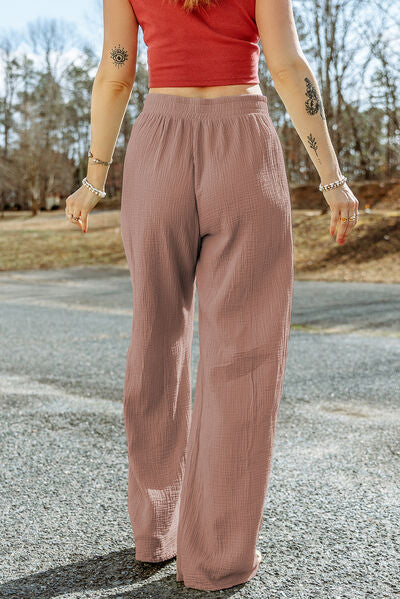 St Patricks Day Texture Tied Cotton Wide Leg Pants