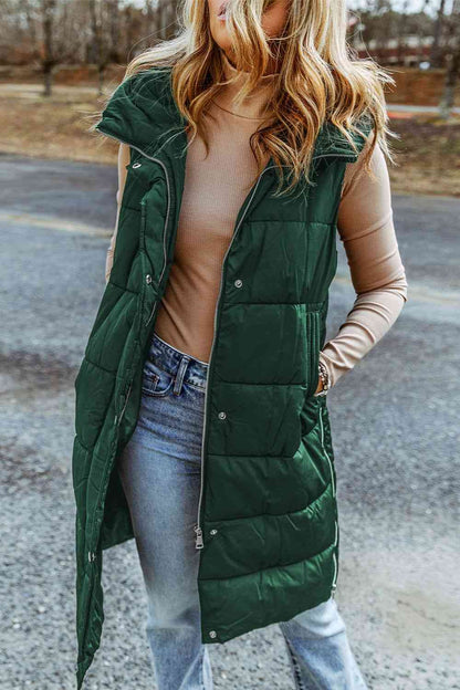 St Patricks Day Outfits Longline Hooded Sleeveless Puffer Vest