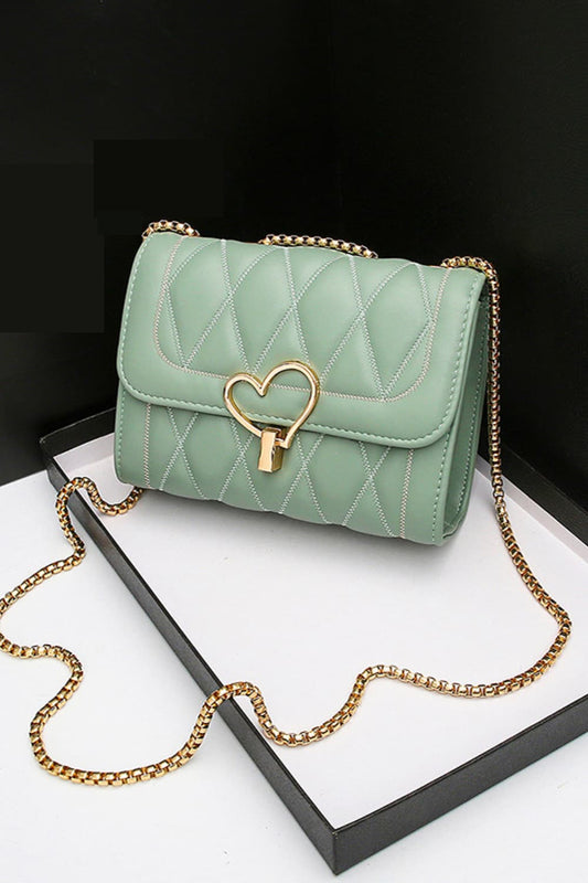 St Patricks Day Outfits Heart Buckle PU Leather Crossbody Bag