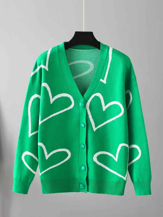 St Patricks Day Outfits Heart Button Down Viscose Cardigan