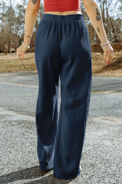 St Patricks Day Texture Tied Cotton Wide Leg Pants