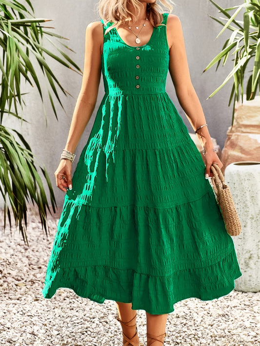 St Patricks Day Outfits Scoop Neck Wide Strap Midi Dress