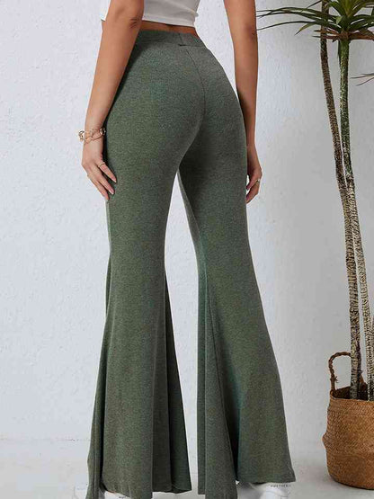 St Patricks Day Outfits Green Cotton Long Flare Pants