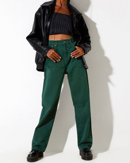 Green Aesthetic Outfits | Emerald Green Denim Pants