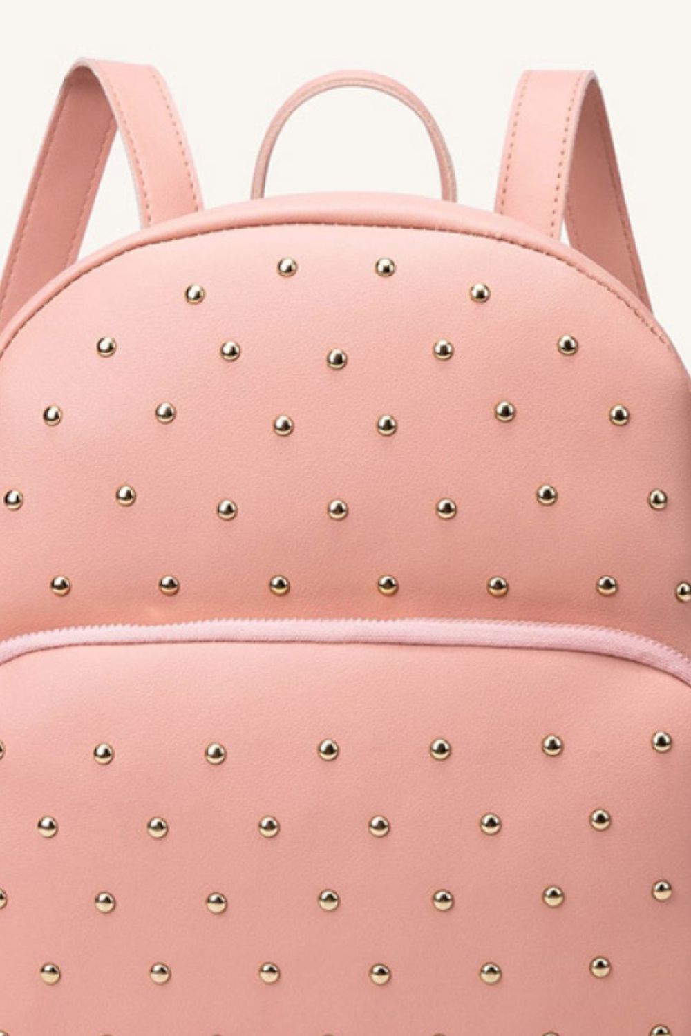 Pink Gold Studded PU Leather Backpack