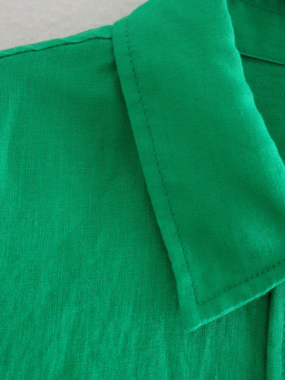 Green Aesthetic | Emerald Green Oversized Cotton Shirt