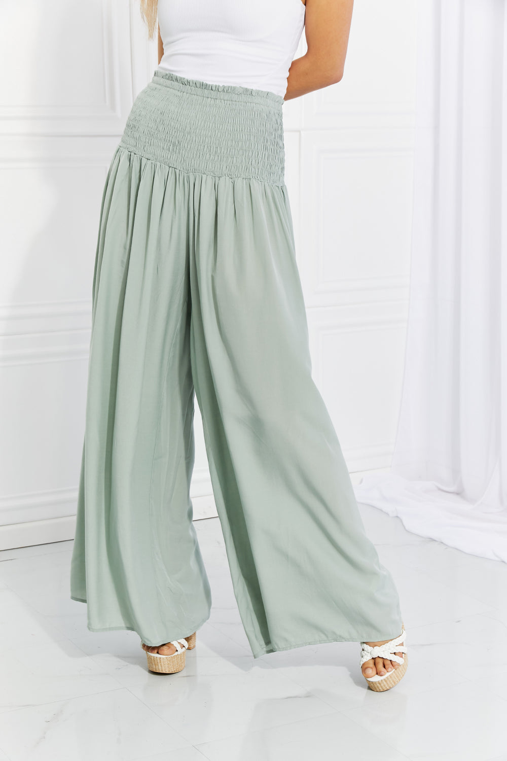 Summer Outfits | HEYSON Full Size Beautiful You Smocked Palazzo Pants