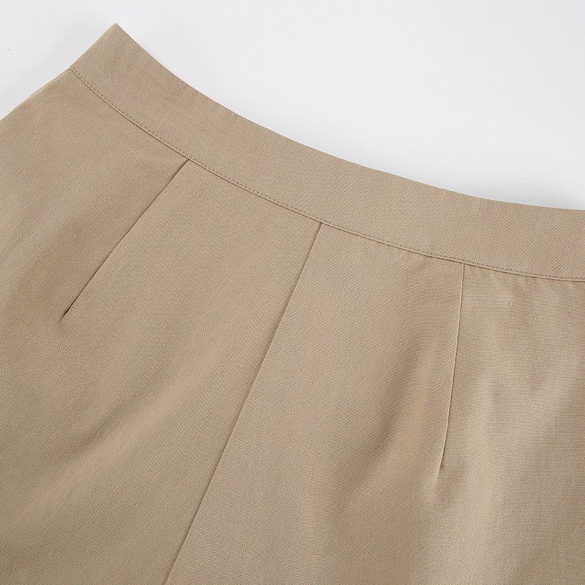 Summer Shorts Outfits | Effortless Elegance Cotton Vest Khaki Shorts Outfit 2-piece Set