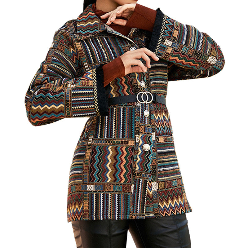 Guatemala Aesthetic | Geometric Multicolor Patch Blazer Coat