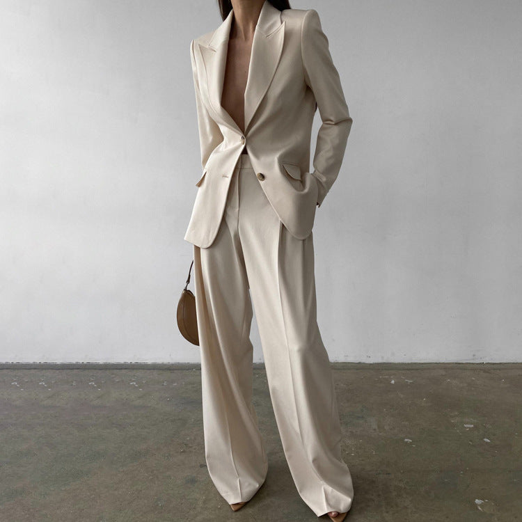 Spring Outfits 2024 |  Back To Work Blazer Wide Leg Pants Outfit 2-piece Set