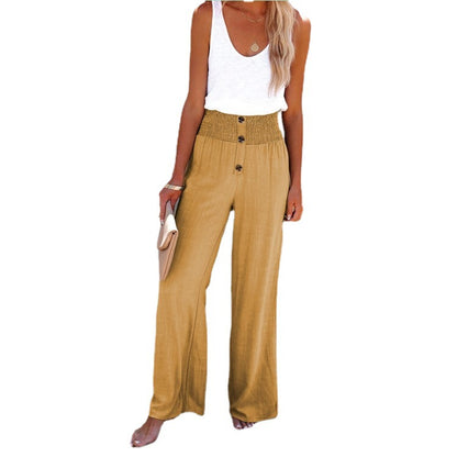 Summer Linen Pants | High Waist Loose Casual Long Cotton Linen Wide Leg Pants