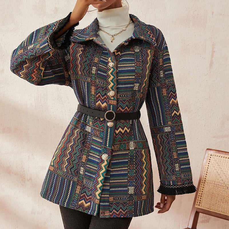 Guatemala Aesthetic | Geometric Multicolor Patch Blazer Coat