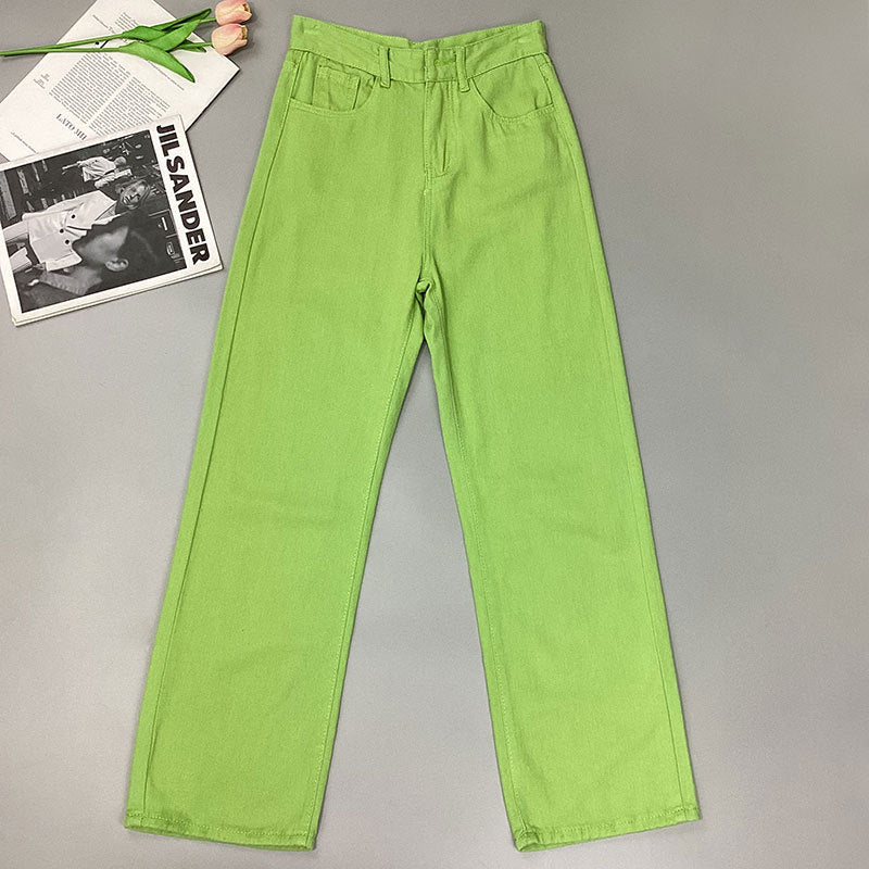 SHOWOFF Green Denim Straight Fit Mid Rise Jeans