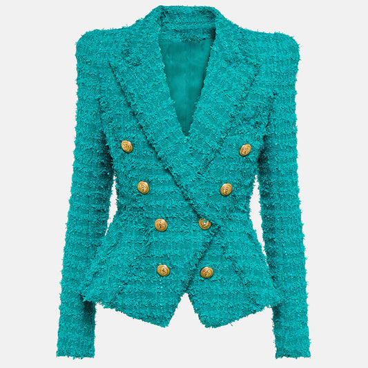St Patricks Day Outfits Spring Outfits 2024 | Emerald Green Tweed Blazer Shorts Outfit