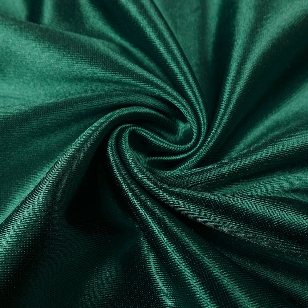 Winter Formal Dresses |Emerald Green Satin Tube Top Slit Wrap Maxi Dress