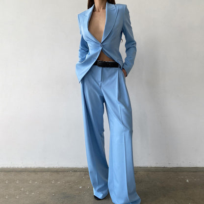 Spring Outfits 2024 |  Back To Work Blazer Wide Leg Pants Outfit 2-piece Set