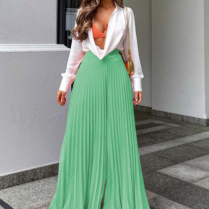 Fall Outfits 2022 | Plisse Pleated Wide Leg Pants