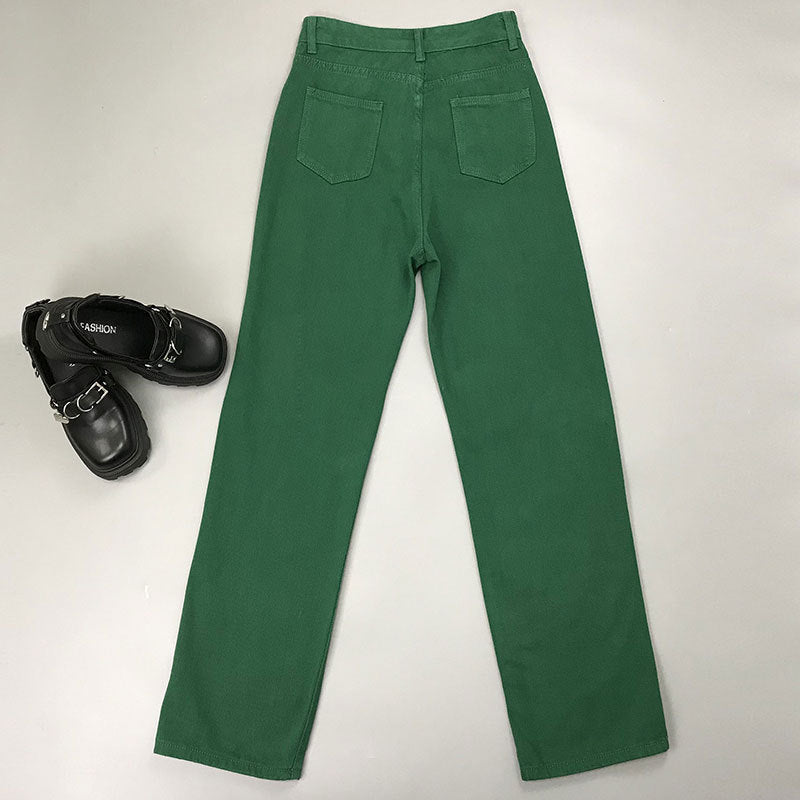 green aesthetic outfits, green denim wide leg pants, green linen pants