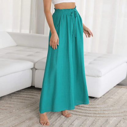 Summer Outfits 2023 | Green Aesthetic Elastic Waist Wide Leg Pants