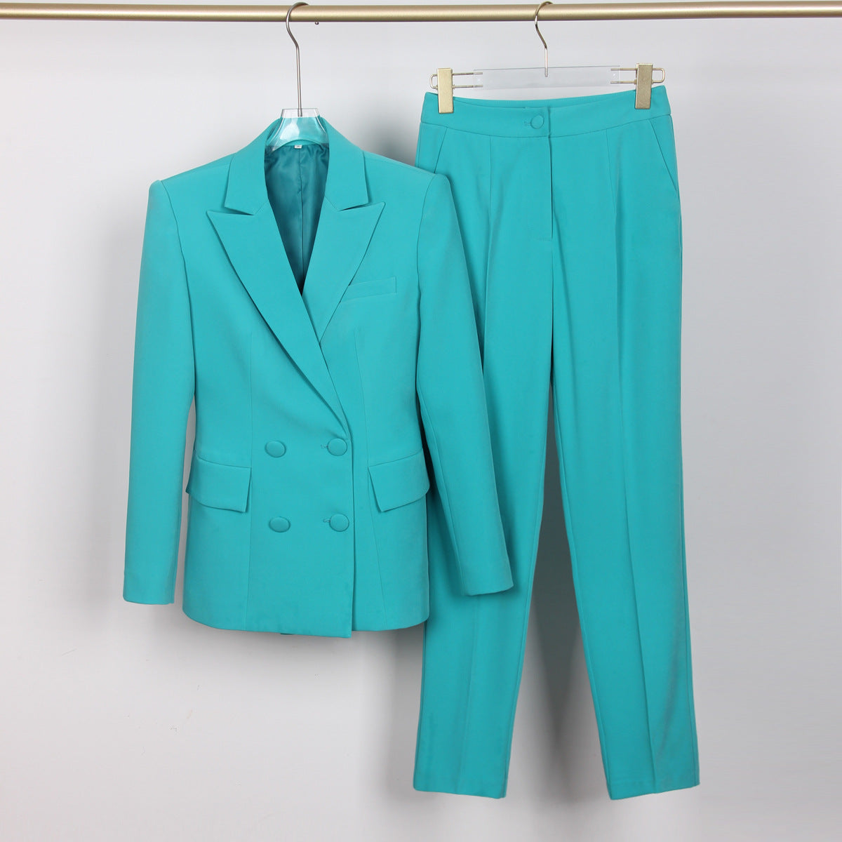 Outfit Ideas | Jade Green Aesthetic Blazer Wide Leg Pants Outfit 3-piece Set
