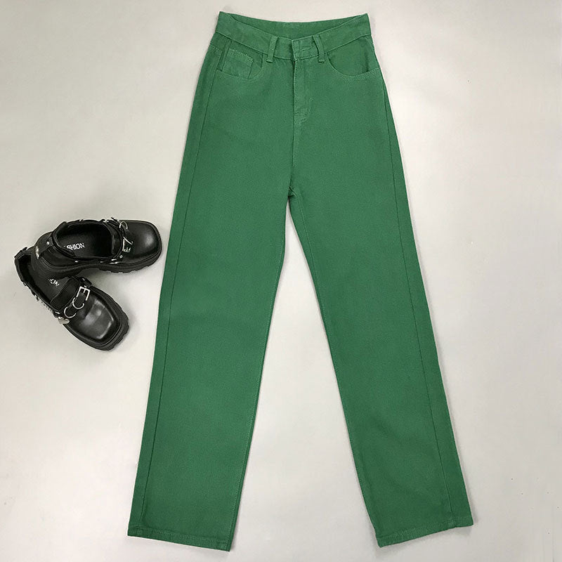green aesthetic outfits, green denim wide leg pants, green linen pants