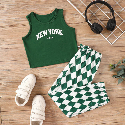 St Patricks Day Outfits SWEET GIRL Tank and Tie-Dye Joggers Set