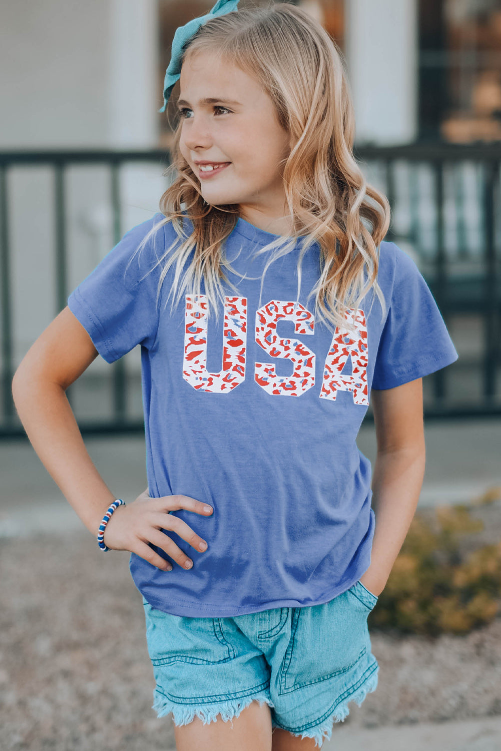 Kids Fashion Summer Outfits | Girls USA Leopard Graphic Tee