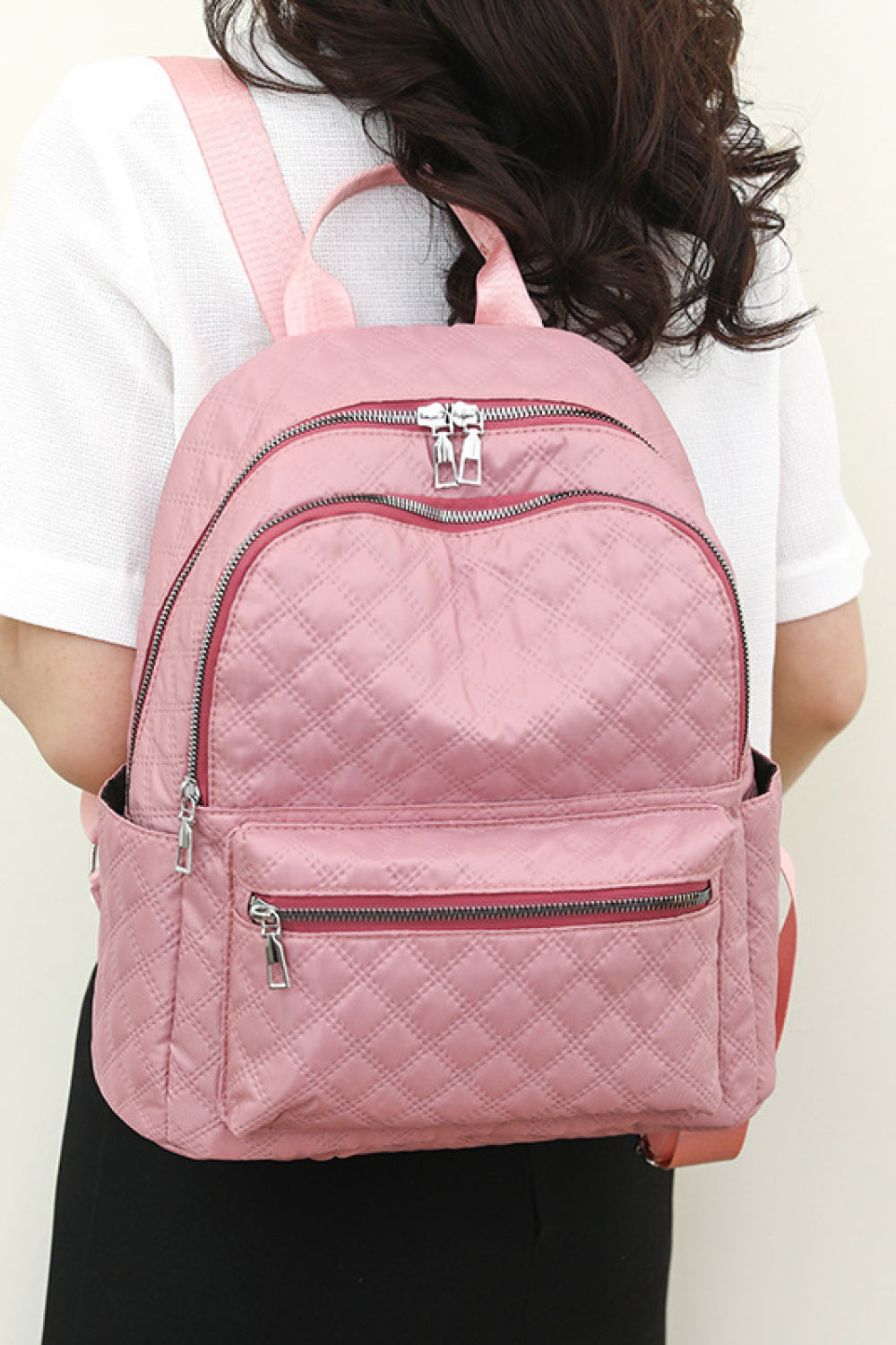 Pink Medium Polyester Backpack