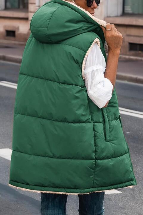 St Patricks Day Outfits Zip-Up Longline Hooded Vest